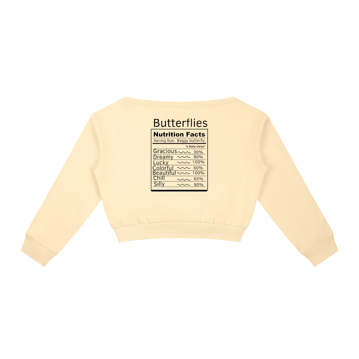 Women's Off-Shoulder Sweatshirt nutritional facts butterfly