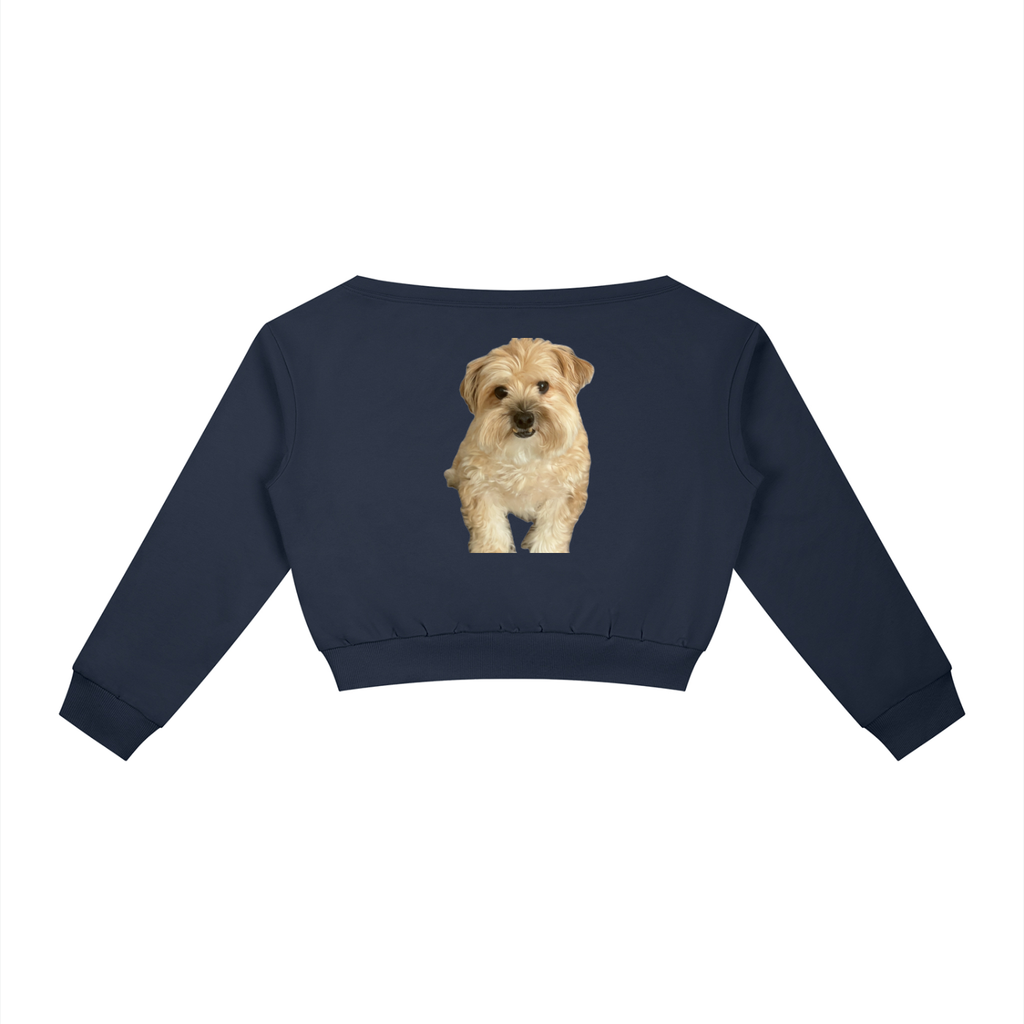 Women's Off-Shoulder Sweatshirt Henry the dog