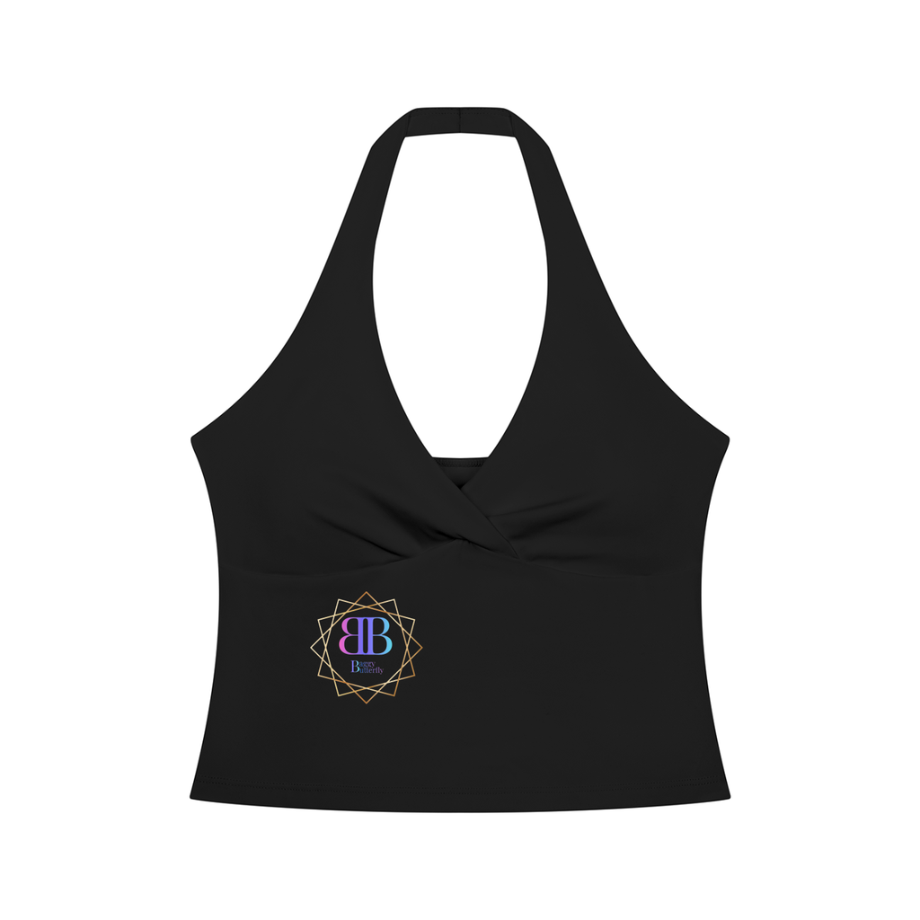 Women’s Ruched Halter Yoga Tank Top Baggy Butterfly